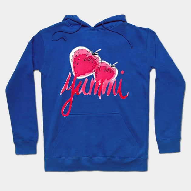 Strawberries "Yummi" Hoodie by RanitasArt